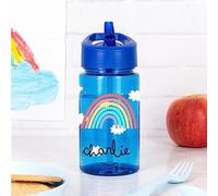 Wanapix | Borraccia per Bambini Personalizzata | Bottiglia con Nome | Scuola/Asilo/Sport | Beccuccio e Maniglia | Tritan - Senza BPA | 440 ml | Blu - Nuvole