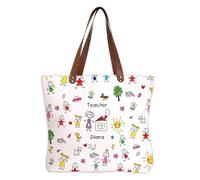 Wanapix | Borsa Shopper Maestra Personalizzata | Regalo Maestre Fine Anno | Borsa Donna Grande | 58 x 38 cm | Idee Regalo Insegnanti | Kids drawing