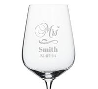 Wanapix | Calice di Vino Personalizzato con Nome e Data| Bicchiere da Vino | Cristallo di Boemia | Inciso al Laser | 45 cl | Regalo originale | Mrs