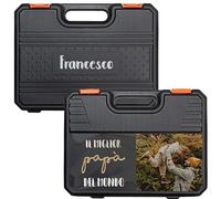 Wanapix | Cassetta porta attrezzi | Kit attrezzi da lavoro | Include 19 Attrezzi | Custodia Plastica Rigida | Personalizzazione con Foto e Testo | Nero M - Il Miglior Papà