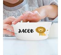 Wanapix | Ciotola per Bambini Personalizzata | Ciotola Plastica Infrangibile | Scodella con Nome | Piatto Fondo Colazione | Senza BPA | Lavabile in Lavastoviglie | 300ml | Leone