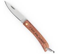 Wanapix | Coltellino Personalizzato | Manico Inciso | Coltello Pieghevole | Coltellino Tascabile | Acciaio Inox e Legno Naturale | Lama 7 cm