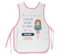 Wanapix | Grembiule Maestra Personalizzato | Regalo Maestre Fine Anno | Camice Maestra Scuola Infanzia | Idee Regalo Insegnanti | Rosa | Prof