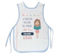 Wanapix | Grembiule Maestra Personalizzato | Regalo Maestre Fine Anno | Camice Maestra Scuola Infanzia | Idee Regalo Insegnanti | Azzurro | Prof