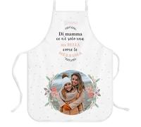 Wanapix | Grembiule Personalizzato | Regalo Festa della Mamma | Grembiule Cucina Donna | Con Nome e Foto | Mamma ce n'è solo una...