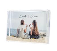 Wanapix | Palla di Sabbia Personalizzata con 2 Foto | Palla di Neve con Foto e Testo | Palla di Neve con Sabbia e Conchiglie | San Valentino/Amore/innamorati | 8,5x9 cm