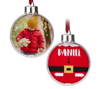 Wanapix | Pallina di Natale Personalizzata con Foto e Testo | Decorazioni Albero di Natale | Addobbo Natalizio | Entrambi i Lati | 8 cm | Babbo Natale