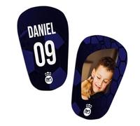 Wanapix | Parastinchi da Calcio Personalizzati per Bambini | Con Foto, Nome e Numero | Protezione Completa | Regalo Festa del Papà | 8 x 10 cm | Real Mdrd