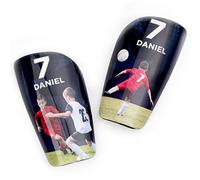 Wanapix | Parastinchi da Calcio Personalizzati per Bambini e Adulti | Con Foto, Nome e Numero | Protezione Completa | Personalizzazione totale - Taglia L
