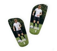 Wanapix | Parastinchi da Calcio Personalizzati per Bambini | Finitura Premium e Texture Esagonale | Con Foto, Nome e Numero | Protezione Completa | Personalizzazione totale - Taglia M