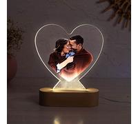 Wanapix | Placca 3D Luminosa Personalizzata con Foto e Testo | Placca 3D | Regalo Originale per Anniversario/San Valentino| Cavetto USB Incluso | Luce LED Bianca | Cuore | 100% Personalizzato