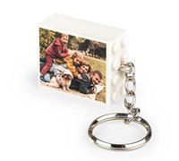 Wanapix | Portachiavi Blocks Personalizzato con Foto e Testo | 4 Pezzi compatibili | Regalo Originale | 3,3 x 4 x 1,5 cm | Bianco