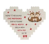 Wanapix | Puzzle Block a Forma di Cuore | Mattoncini da Costruzione con Testo| Regalo Originale di San Valentino | 47 Pezzi | 16 x 12,5cm | Il resto della mia vita