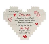 Wanapix | Puzzle Block a Forma di Cuore | Mattoncini da Costruzione con Testo| Regalo Originale di San Valentino | 47 Pezzi | 16 x 12,5cm | I Love You