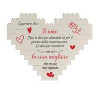Wanapix | Puzzle Block a Forma di Cuore | Mattoncini da Costruzione con Testo| Regalo Originale di San Valentino | 47 Pezzi | 16 x 12,5cm | Ti Amo