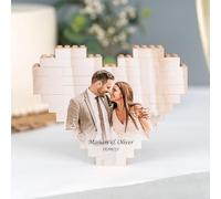 Wanapix | Puzzle Block Legno Personalizzato a Forma di Cuore | Mattoncini da Costruzione con Testo e Foto | Regalo Originale di San Valentino | 16 x 12,5cm | 100% Personalizzato Legno
