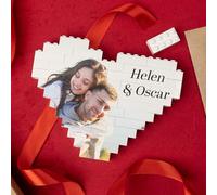 Wanapix | Puzzle Block Personalizzato a Forma di Cuore | Mattoncini da Costruzione con Foto e Testo | Regalo Originale di San Valentino | 47 Pezzi | 16 x 12,5cm | 100% Personalizzato Bianco