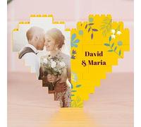 Wanapix | Puzzle Block Personalizzato a Forma di Cuore | Mattoncini da Costruzione con Foto e Testo | Regalo Originale di San Valentino | 47 Pezzi | 16 x 12,5cm | You Complete Me