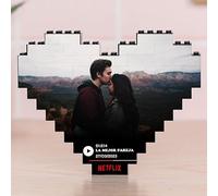 Wanapix | Puzzle Block Personalizzato a Forma di Cuore | Mattoncini da Costruzione con Testo | Regalo Originale di San Valentino | 47 Pezzi | 16 x 12,5cm | Serie