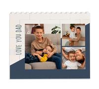 Wanapix | Puzzle Personalizzato con Blocchi | Compatibile con Le Grandi Marche di Mattoncini | Regalo per la Festa del papà | Regalo Originale per Uomo | 49 Pezzi | 13x11cm | Dad Collage