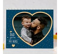 Wanapix | Puzzle Personalizzato con Blocchi | Compatibile con le Grandi Marche di Mattoncini | Regalo per la Festa del Papà | Regalo Originale per Uomo | 49 Pezzi | 13x11cm | Hero Dad Heart