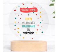 Wanapix | Regalo Maestre fine Anno | Idee Regalo Insegnanti | Trofeo Personalizzabile | Plexiglass | Rotondo | Base in Legno Naturale | Grazie Maestra