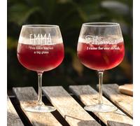 Wanapix | Set 2 Bicchiere da Gin Tonic Personalizzato | Calice da Cocktail | Inciso al Laser | Calice da Gin Bicchiere Ballon Acqua | 70 cl | Regalo originale | Solo Testo