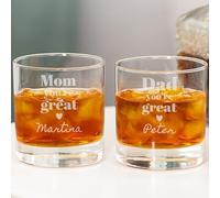 Wanapix | Set 2 Bicchieri da Whisky Personalizzati con Nome | Vetro Inciso | 38 cl | Per Lavastoviglie | Regalo Originale | Mom/Dad...are great