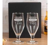 Wanapix | Set Bicchiere di Birra Personalizzato | 50 cl. | Nome e dell'anno Inciso | Bicchieri Ecologici senza piombo | Regalo originale per i Birrai | Original Since