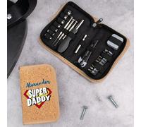 Wanapix | Set di Attrezzi Personalizzato | Custodia in Sughero | Coperta Personalizzata con Nome | Include Cacciaviti, Cacciaviti di precisione | Regalo Festa del Papà | Super Daddy