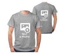 Wanapix|T-Shirt Personalizzata (1-2 Lati)|Cotone|Taglia L|Grigio|Manica Corta