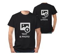 Wanapix|T-Shirt Personalizzata (1-2 Lati)|Cotone|Taglia L|Nero|Manica Corta