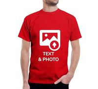 Wanapix|T-Shirt Personalizzata (1-2 Lati)|Cotone|Taglia L|Rosso|Manica Corta