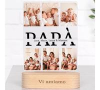 Wanapix |Targa Personalizzata Festa del papà | Regalo Uomo Compleanno | Trofeo Personalizzabile | Plexiglass | Base in Legno Naturale Inciso | Papa