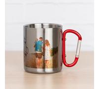 Wanapix | Tazza in Acciaio Stampata con Moschettone | Capacità 30 cl | Personalizzata con Stampa a Colori | Tazza per Campeggio e Montagna | Stampata con qualsiasi Testo o Immagine