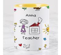 Wanapix | Tazza Maestra Personalizzata | Regalo Maestre Fine Anno | Tazza Colazione | 325 ml | Idee Regalo Insegnanti | Disegno per bambini
