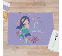 Wanapix | Tovaglietta Americana per Bambinni | Personalizzata con Testo | Tovagliette di Stoffa Impermeabile | Scuola/Colazione | 50x35 cm | Sirena