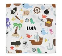Wanapix | Tovaglioli Bambini Personalizzati con Nome | Tovaglioli Stoffa per Scuola | Lavabile in Lavatrice | 45x45cm | Pirati