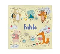 Wanapix | Tovaglioli Bambini Personalizzati con Nome | Tovaglioli Stoffa per Scuola | Lavabile in Lavatrice | 45x45cm | Animali della scuola