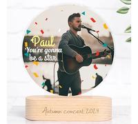 Wanapix | Trofeo Personalizzabile con Nome e Foto | Targa Personalizzata | Plexiglass | Base in Legno Naturale Inciso | Rotondo | 100% Personalizzato