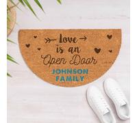 Wanapix | Zerbino Semicircolare Personalizzato Stampato | Zerbini Originali per l’Ingresso di Casa | Base Antiscivolo | Fibre di Cocco Naturale | Famiglia con Foto e Testo | 70 x 40 cm