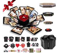 Wanateber Explosion Box, scatola regalo esplosiva fai da te con 6 facce, scatola fotografica realizzata a mano Assenbled per regalo di compleanno, anniversario, San Valentino, matrimonio (nero)