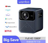 Wanbo Mozart 1 Pro proiettore Android TV 11.0 Google Assistant Netflix 1080P DRM L1 Suppot 4K Beam Proyector 900Ansi Dual Wifi Blue