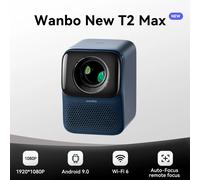 WANBO nuovo T2 Max proiettore 1080p Full Hd Android 9.0 Mini Wifi Auto Focus 450Ansi proiettore portatile HIFI Sound Home Outdoor Blue