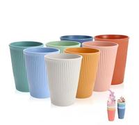 WANBY Bicchieri in plastica da 325 ml set di 8 tazza e piattino bicchieri da bere lavabili in lavastoviglie per acqua succhi di frutta cocktail campeggio portatile