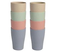 WANBY Bicchieri in plastica set di tazza e piattino bicchieri da bere lavabili in lavastoviglie per acqua succhi di frutta cocktail campeggio portatile (375ml 8 Pezzi)