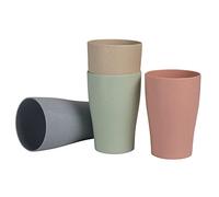 WANBY Bicchieri in plastica set di tazza e piattino bicchieri da bere lavabili in lavastoviglie per acqua succhi di frutta cocktail campeggio portatile (270ml 4 Pezzi)