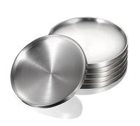 WANBY Piatti In Acciaio Inossidabile 19cm Metallo Doppio Strato Piatti Da Cena Unbreakable Piatti Da Cena Set per Cucina Casa Campeggio Partito All'aperto BBQ (6 Pezzi Sliver)