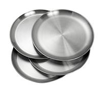 WANBY Piatti in acciaio inossidabile inox 304 metallo piatto in acciaio leggero Unbreakable cena piatti Set di piatti non tossine lavastoviglie Safe BPA libero e sano (26cm 4 Pezzi)