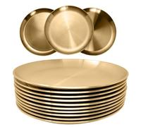 WANBY Piatti In Acciaio Inossidabile Piatti In Metallo Oro Piatti Da Cena Unbreakable Set per Cucina Casa Campeggio All'aperto Party BBQ (23cm 10 Pezzi)